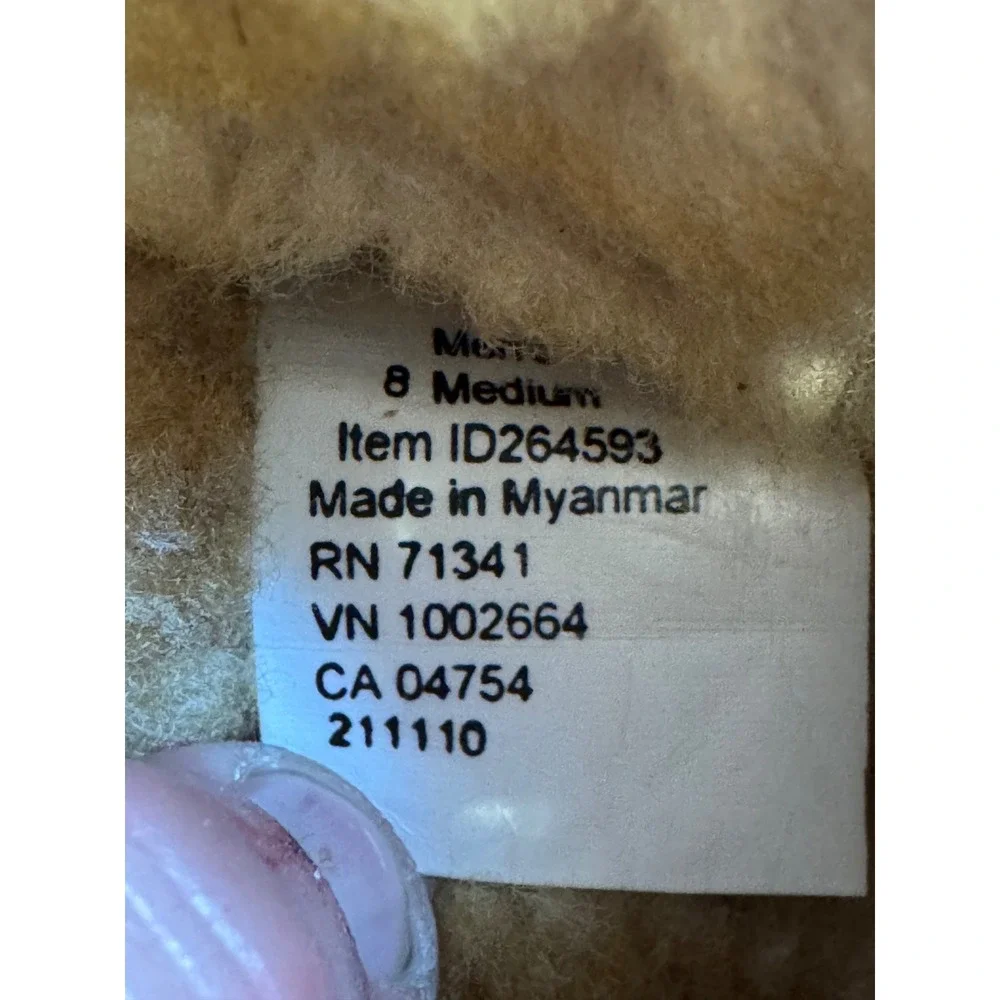 LL Bean‎ Wicked Good Moccasins Mens 8 Medium Tan Suede Shearling Slippers 264593